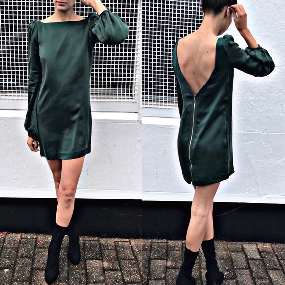 🆕 NWT ASILIO 💚 Longsleeve Silk Mini Dress - Picture 3 of 8